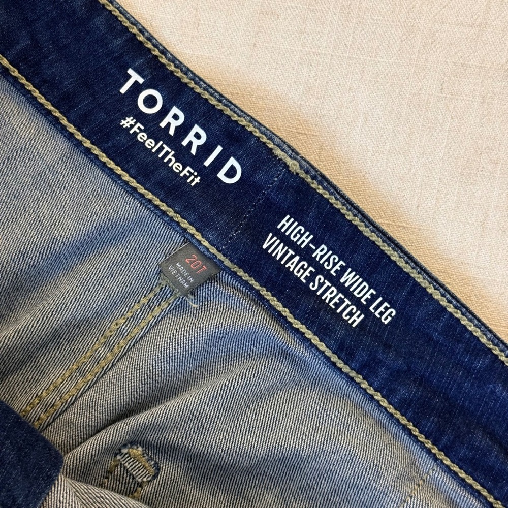 Torrid High-Rise Wide Leg Vintage Stretch Button Fly Jeans Medium Wash 20T Tall - Picture 5 of 11